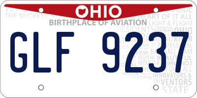 OH license plate GLF9237