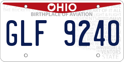 OH license plate GLF9240