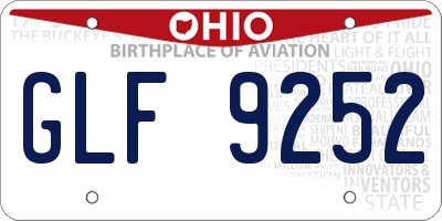OH license plate GLF9252