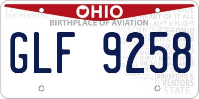 OH license plate GLF9258