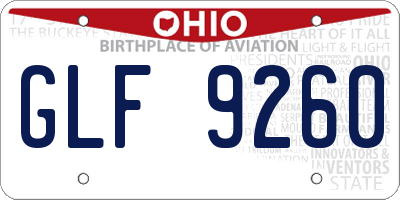 OH license plate GLF9260