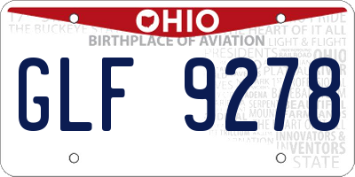 OH license plate GLF9278