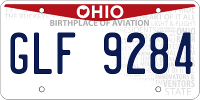 OH license plate GLF9284