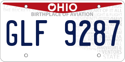 OH license plate GLF9287