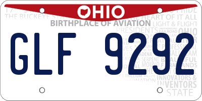 OH license plate GLF9292