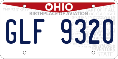 OH license plate GLF9320