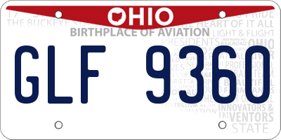 OH license plate GLF9360