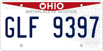 OH license plate GLF9397