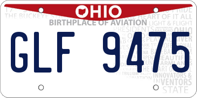OH license plate GLF9475