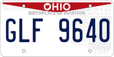 OH license plate GLF9640