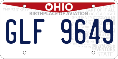 OH license plate GLF9649