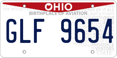 OH license plate GLF9654
