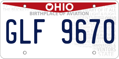 OH license plate GLF9670