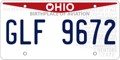 OH license plate GLF9672