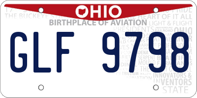 OH license plate GLF9798