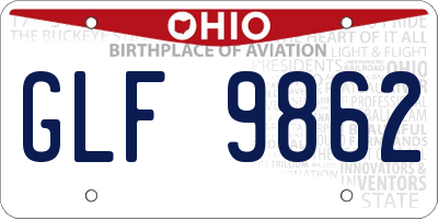 OH license plate GLF9862