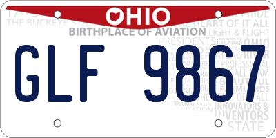 OH license plate GLF9867