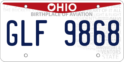 OH license plate GLF9868