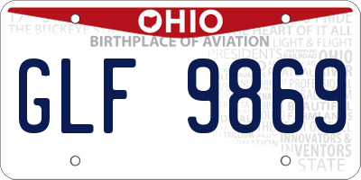 OH license plate GLF9869