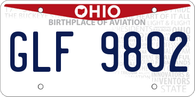 OH license plate GLF9892