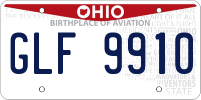 OH license plate GLF9910