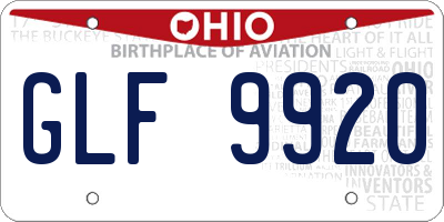 OH license plate GLF9920