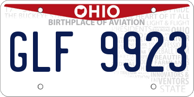 OH license plate GLF9923