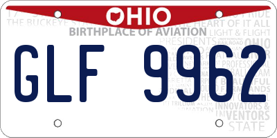 OH license plate GLF9962