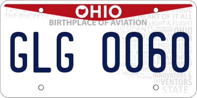 OH license plate GLG0060