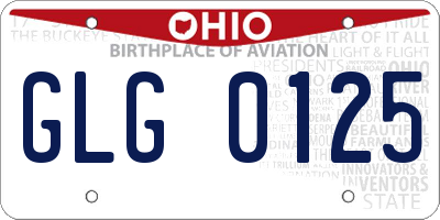 OH license plate GLG0125