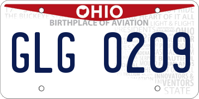 OH license plate GLG0209