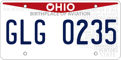 OH license plate GLG0235