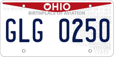 OH license plate GLG0250