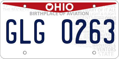 OH license plate GLG0263