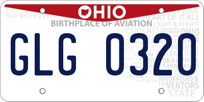 OH license plate GLG0320