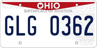 OH license plate GLG0362