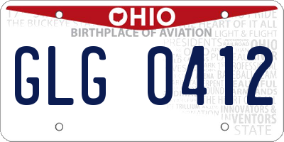 OH license plate GLG0412