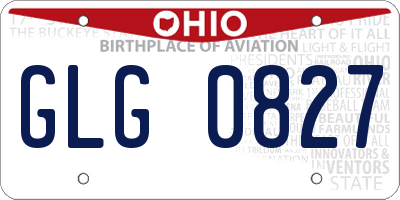 OH license plate GLG0827