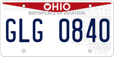 OH license plate GLG0840