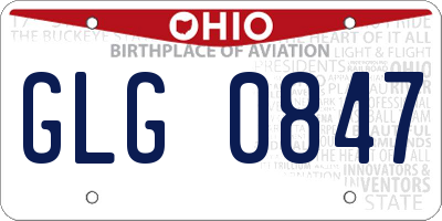 OH license plate GLG0847