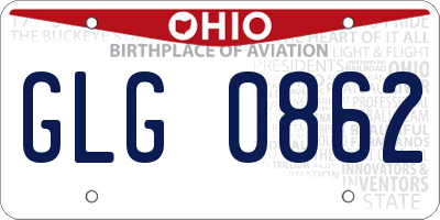 OH license plate GLG0862