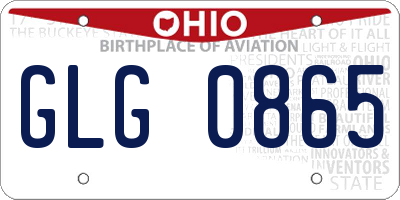 OH license plate GLG0865
