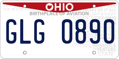 OH license plate GLG0890