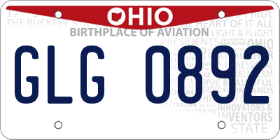 OH license plate GLG0892