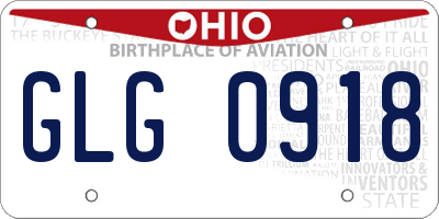 OH license plate GLG0918