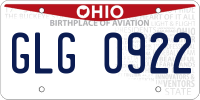 OH license plate GLG0922
