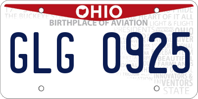 OH license plate GLG0925