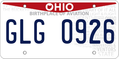 OH license plate GLG0926