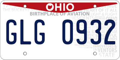 OH license plate GLG0932
