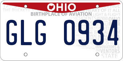 OH license plate GLG0934